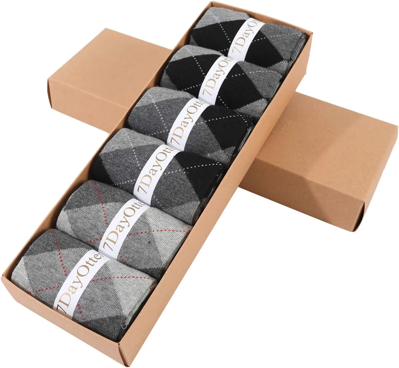 7DayOtter Modal Odor Resistant Dress Socks for Men Cotton Business Crew Patterned Dress Sock