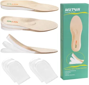 Adjustable Height Increase Insoles for Women Men 3 Layers Gel Heel Lift for Leg Length Discrepancy,Heel Pain,Spurs,Achilles Tendinitis, Shoe Lifts Increase by 1.57 Inches （1 Pair Small）