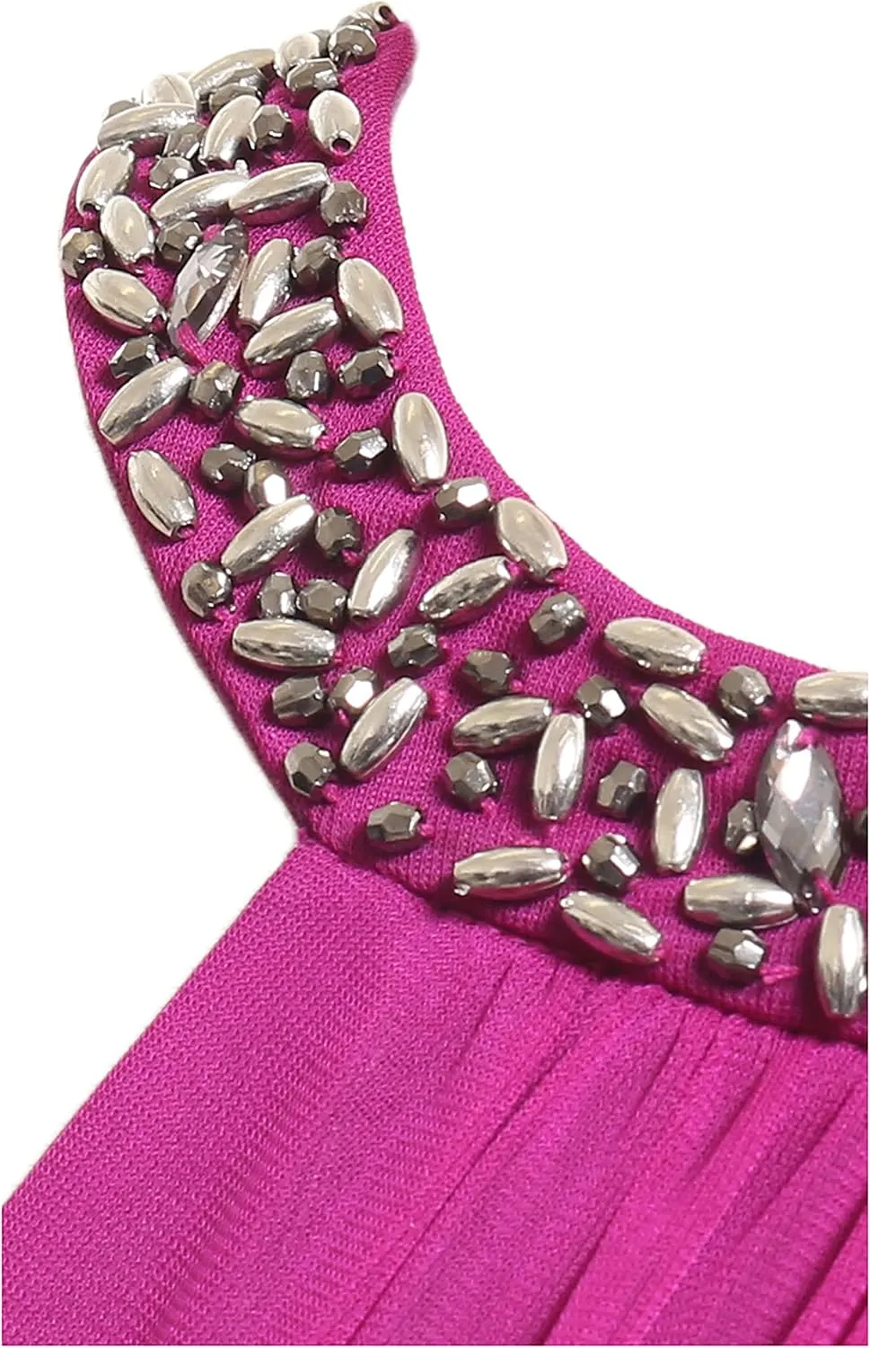 Alex Evenings Women's Long Formal Stretch Mesh Beaded Halter Neck Dress