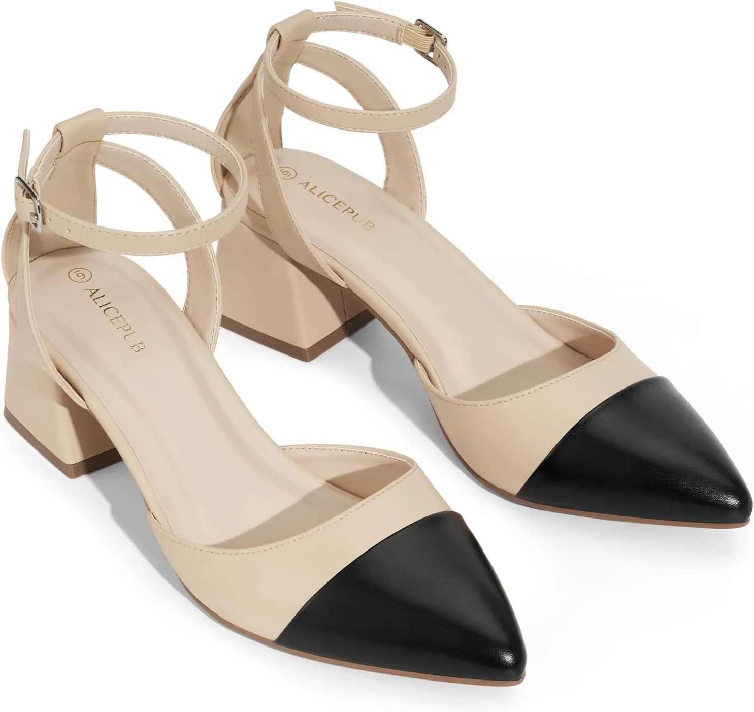 ALICEPUB Women's Closed Toe Heels Pumps Slingback Heels 2inch Chunky Block Heels Low Dress Shoes Comfortable Business Office Work Heels Wedding Shoes