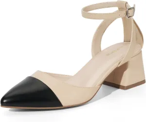 ALICEPUB Women's Closed Toe Heels Pumps Slingback Heels 2inch Chunky Block Heels Low Dress Shoes Comfortable Business Office Work Heels Wedding Shoes