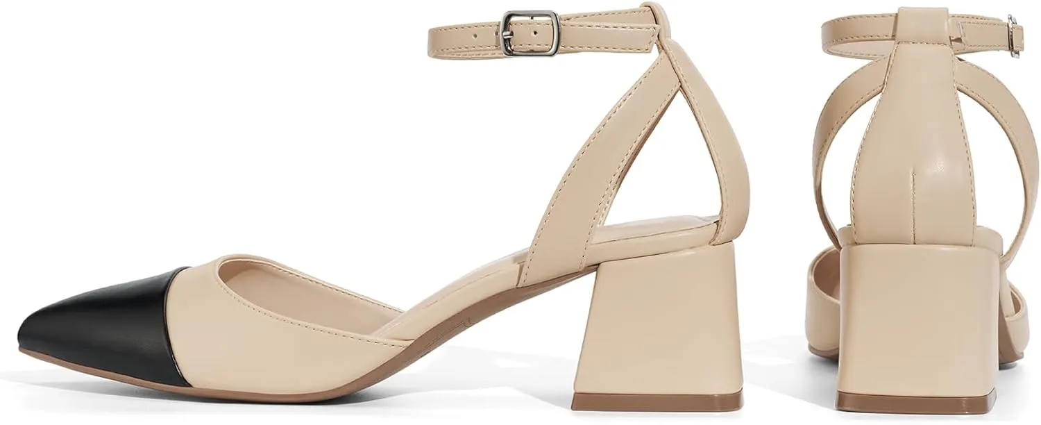 ALICEPUB Women's Closed Toe Heels Pumps Slingback Heels 2inch Chunky Block Heels Low Dress Shoes Comfortable Business Office Work Heels Wedding Shoes