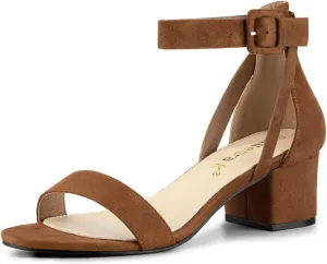 Allegra K Women's Ankle Strap Block Low Heel Sandal