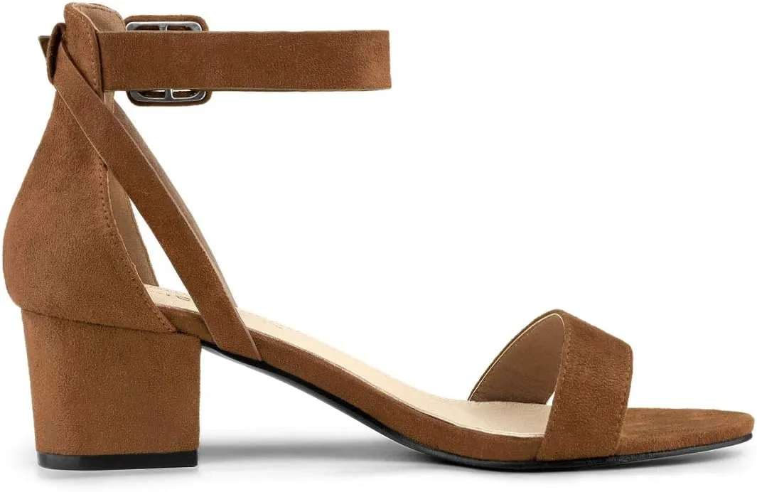 Allegra K Women's Ankle Strap Block Low Heel Sandal