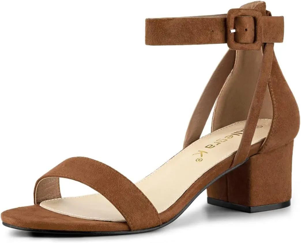 Allegra K Women's Ankle Strap Block Low Heel Sandal