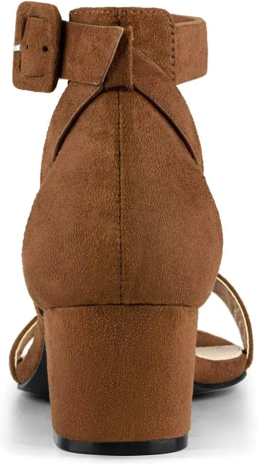 Allegra K Women's Ankle Strap Block Low Heel Sandal