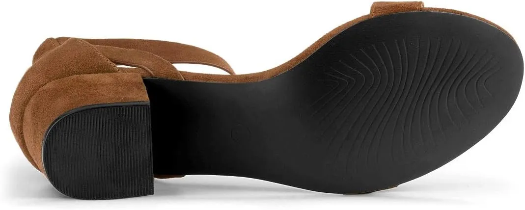 Allegra K Women's Ankle Strap Block Low Heel Sandal