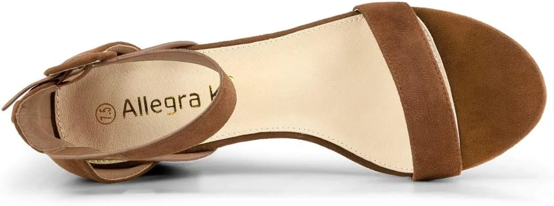 Allegra K Women's Ankle Strap Block Low Heel Sandal
