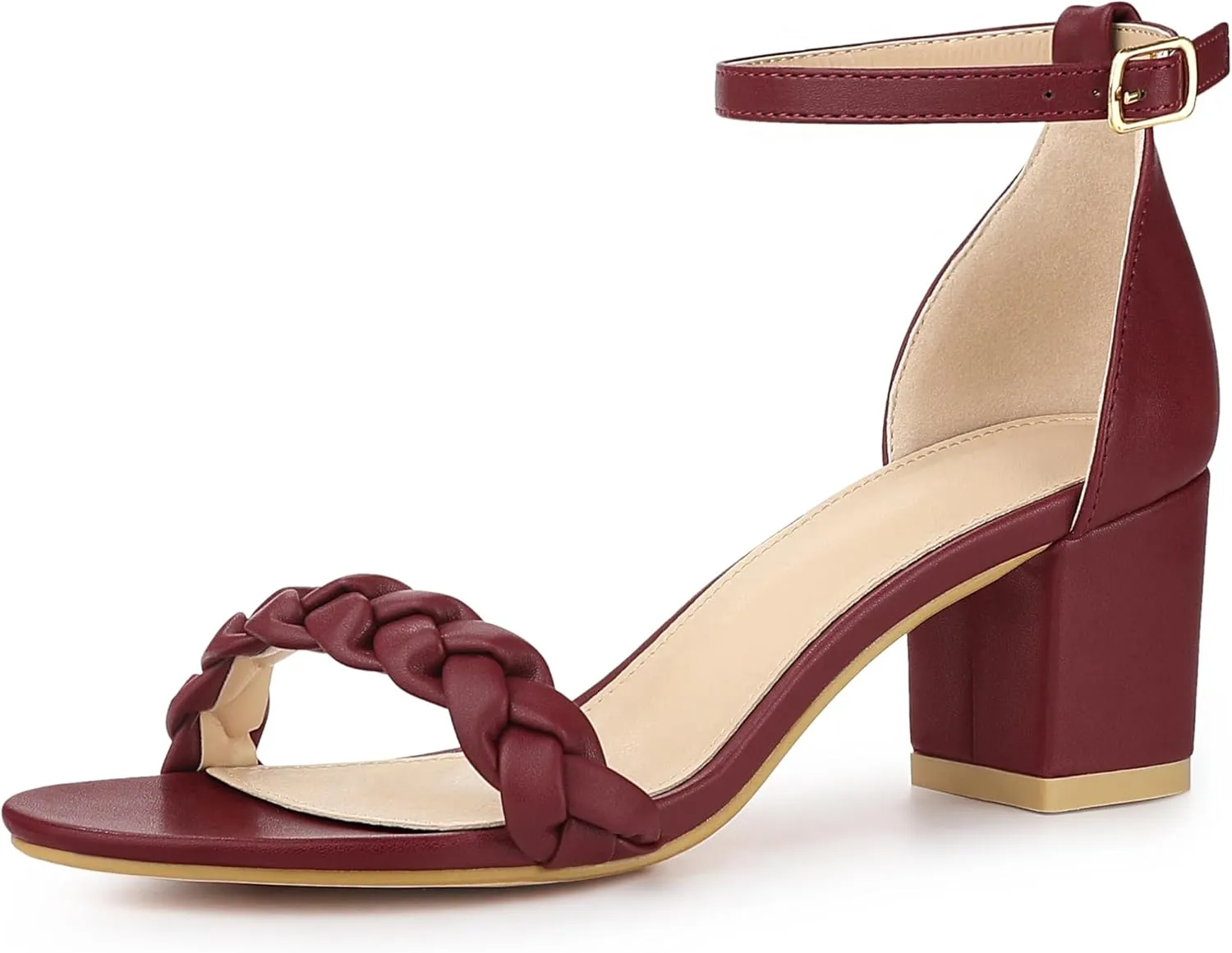 Allegra K Women's Chunky Heels Ankle Strap Braided Heel Sandals