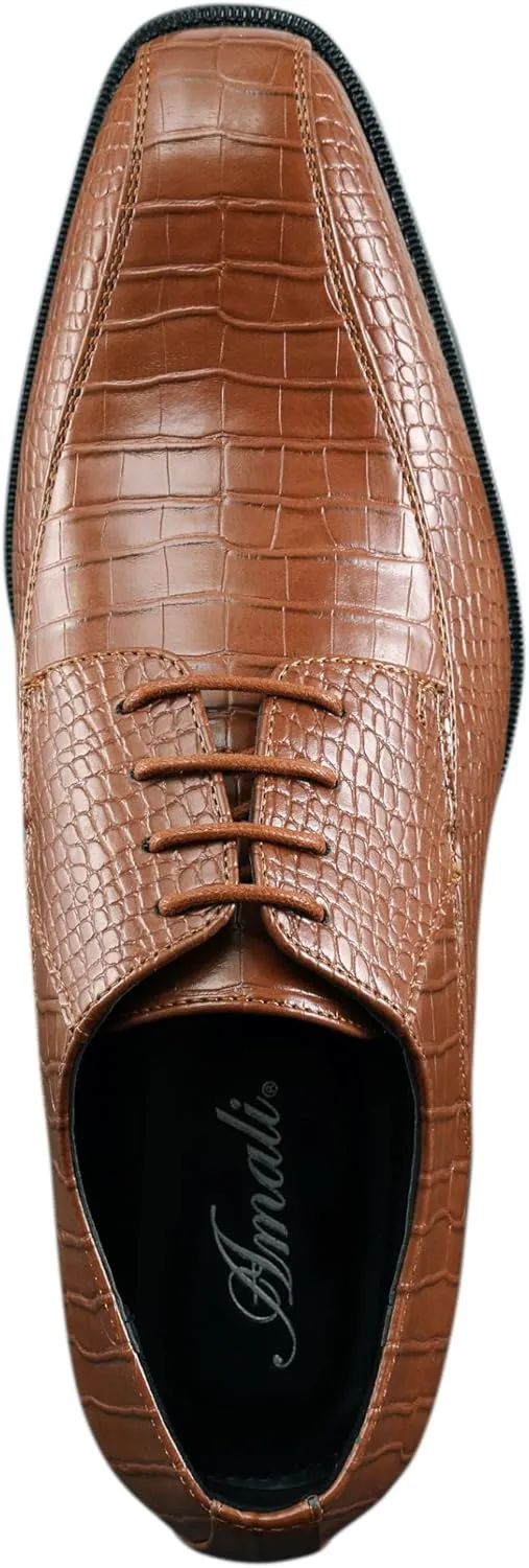 Amali Harvey Fashion Mens Dress Exotic Shoes Croco Lace up Oxford Formal Shoe for Men