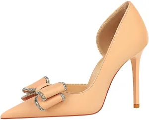 ANN CREEK Women's Pumps High Heel Pointed Closed Toe Stiletto Heels for Women Bow Heeled Pumps Shoes Satin D'Orsay Wedding Prom Evening Dressy