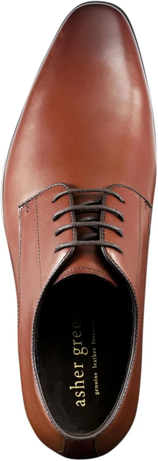 Asher Green AG114 Men's Genuine Leather Oxfords, Cap Toe, Lace Up, Brogue - Teal, Tan, Brown, Green, Grey