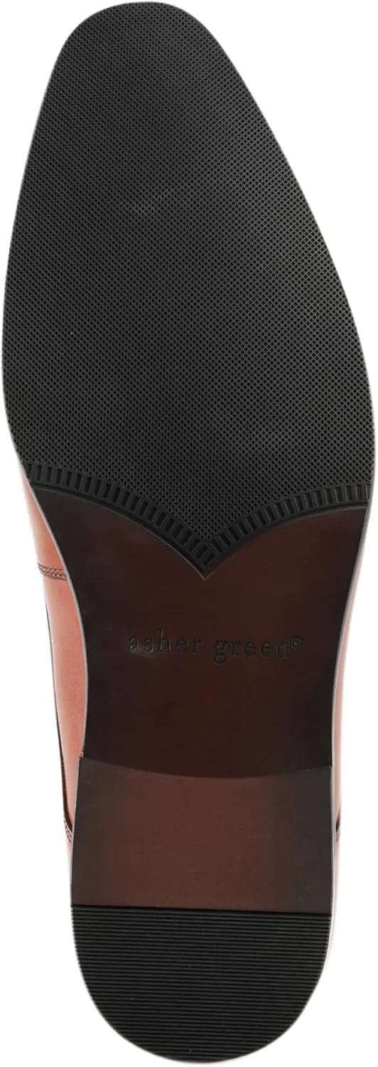 Asher Green AG114 Men's Genuine Leather Oxfords, Cap Toe, Lace Up, Brogue - Teal, Tan, Brown, Green, Grey