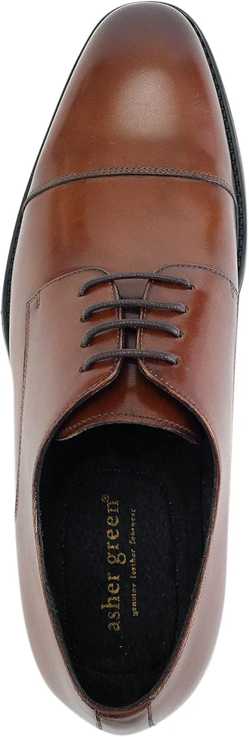Asher Green AG114 Men's Genuine Leather Oxfords, Cap Toe, Lace Up, Brogue - Teal, Tan, Brown, Green, Grey