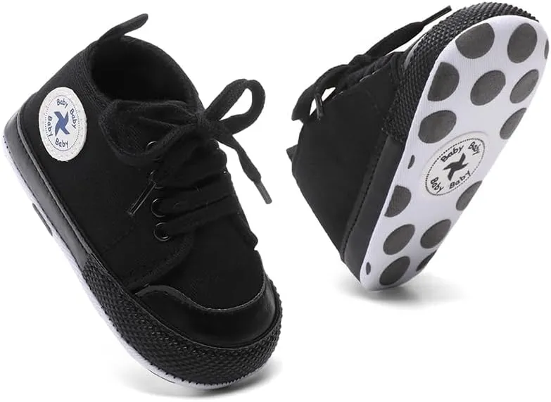Baby Girls Boys Shoes Soft Anti-Slip Sole Newborn First Walkers High Top Canvas Denim Unisex Infant Sneaker