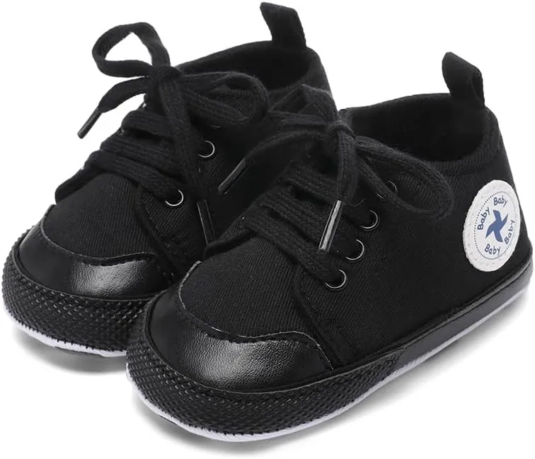 Baby Girls Boys Shoes Soft Anti-Slip Sole Newborn First Walkers High Top Canvas Denim Unisex Infant Sneaker