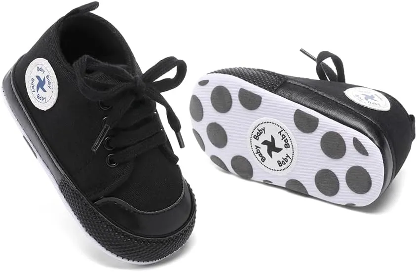 Baby Girls Boys Shoes Soft Anti-Slip Sole Newborn First Walkers High Top Canvas Denim Unisex Infant Sneaker