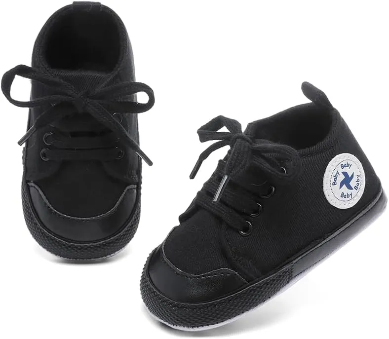 Baby Girls Boys Shoes Soft Anti-Slip Sole Newborn First Walkers High Top Canvas Denim Unisex Infant Sneaker