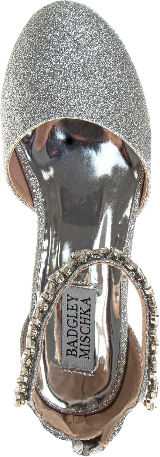 Badgley Mischka Girls Dress Block Medium Heel Party Pumps - Closed Toe Ankle Strap High Heels for Girl - Black/Silver/Champagne/Rose Gold (Sizes 11-13 Little Kid/Sizes 1-5 Big Kid)