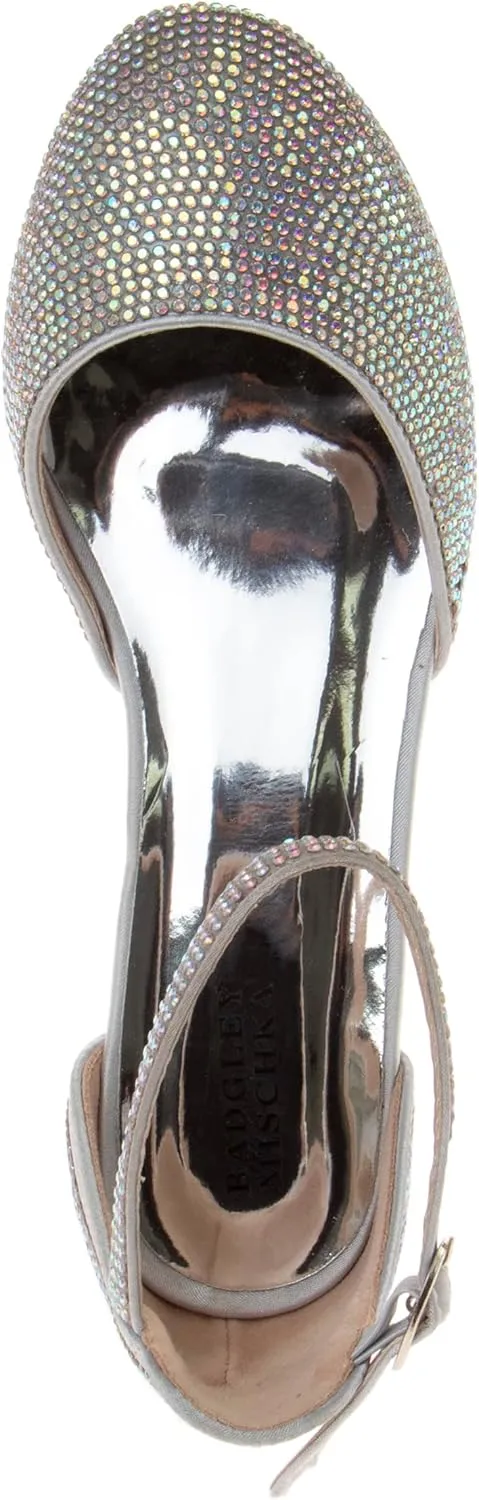 Badgley Mischka Girls Dress Block Medium Heel Party Pumps - Closed Toe Ankle Strap High Heels for Girl - Black/Silver/Champagne/Rose Gold (Sizes 11-13 Little Kid/Sizes 1-5 Big Kid)