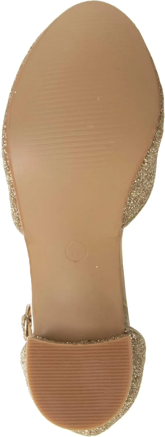 Badgley Mischka Girls Dress Block Medium Heel Party Pumps - Closed Toe Ankle Strap High Heels for Girl - Black/Silver/Champagne/Rose Gold (Sizes 11-13 Little Kid/Sizes 1-5 Big Kid)