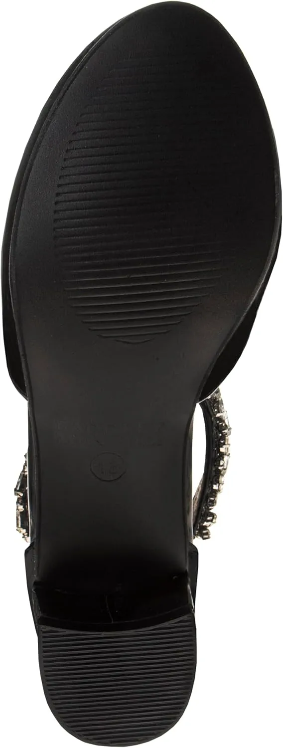 Badgley Mischka Girls Dress Block Medium Heel Party Pumps - Closed Toe Ankle Strap High Heels for Girl - Black/Silver/Champagne/Rose Gold (Sizes 11-13 Little Kid/Sizes 1-5 Big Kid)