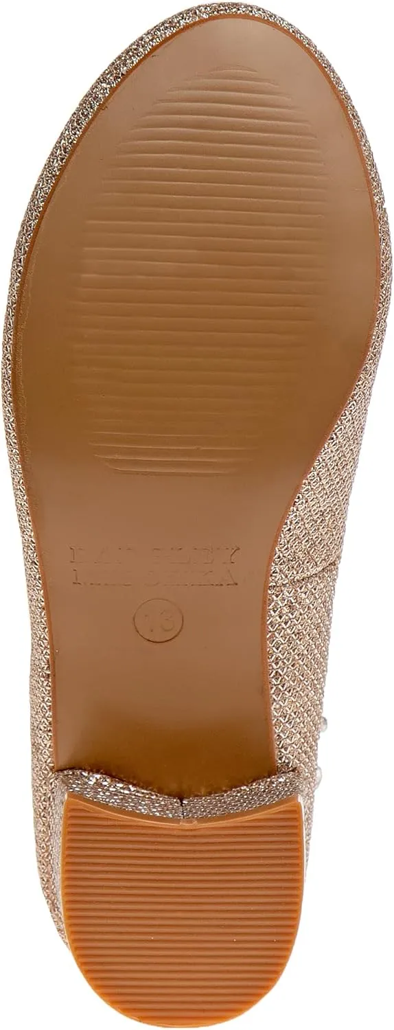 Badgley Mischka Girls Dress Block Medium Heel Party Pumps - Closed Toe Ankle Strap High Heels for Girl - Black/Silver/Champagne/Rose Gold (Sizes 11-13 Little Kid/Sizes 1-5 Big Kid)