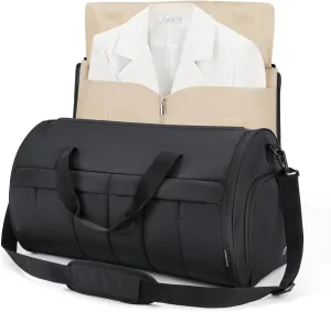 BAGSMART Garment Bags for Travel for Women Men Convertible 2 in 1 Puffy Suit Carrier for Hanging Clothes Carry on Garment Duffle Bag with Shoulder Strap, Black