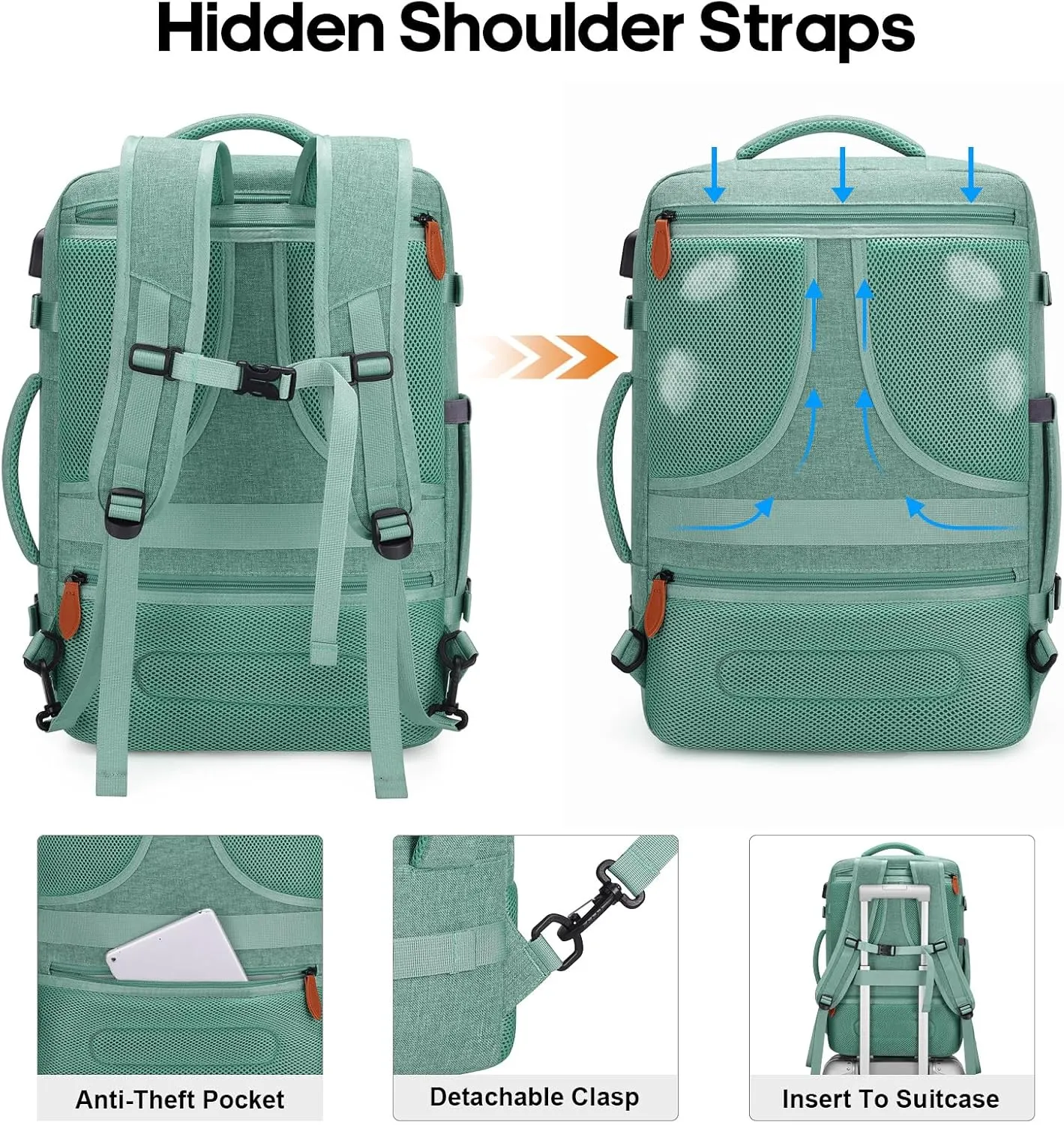 Bagsure Travel Backpack, 42L Carry on Luggage, Flight Approved Expandable Backpack, Laptop Backpack