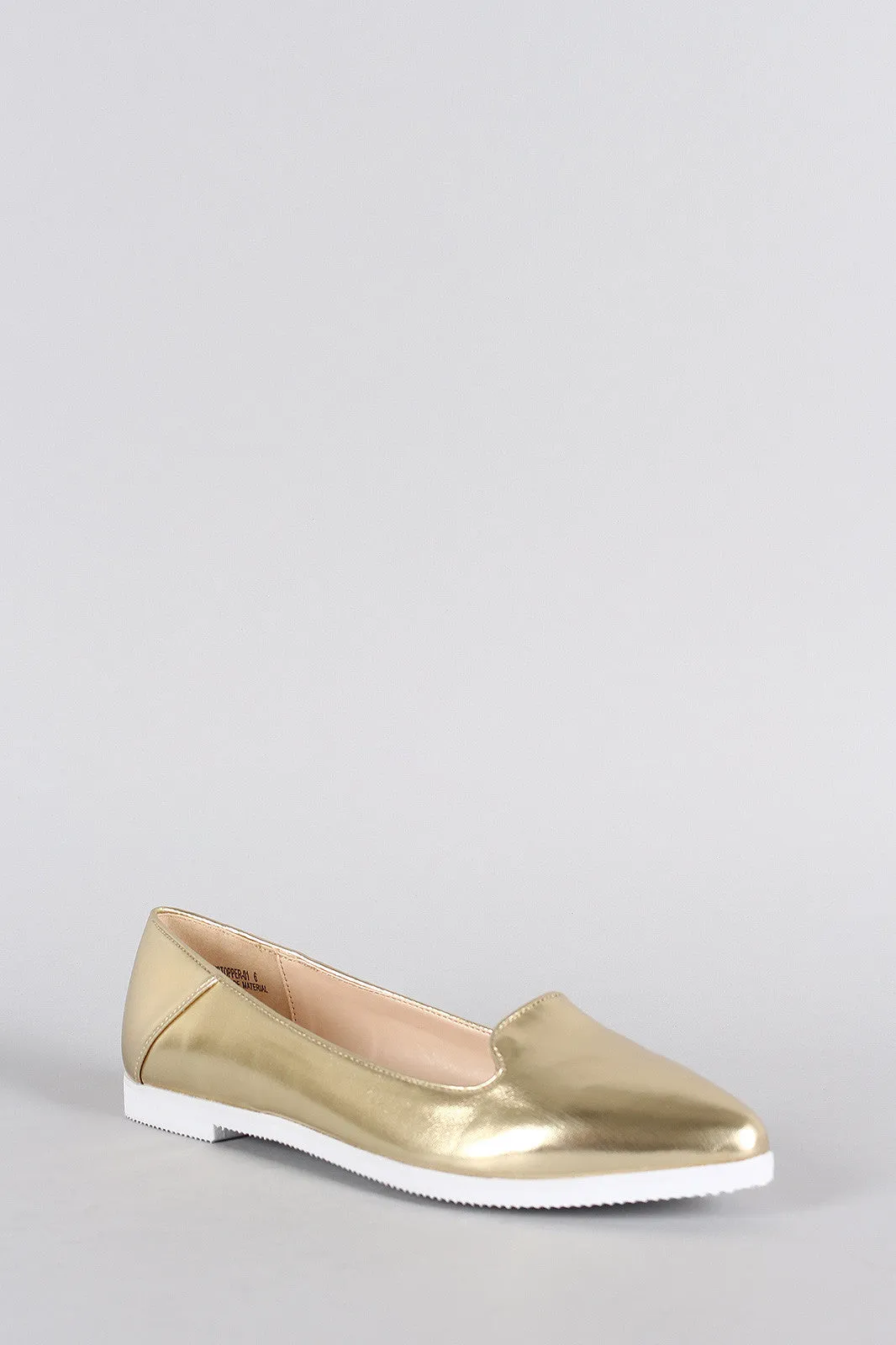 Best-selling Slip Quick turnaround Metallic Loafer Flat On Pointy Toe Bamboo