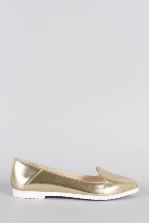 Best-selling Slip Quick turnaround Metallic Loafer Flat On Pointy Toe Bamboo