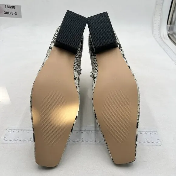 Black Snakeskin Square Toe Low Heels Side Zipper Ankle Boot Formal Business Shoe