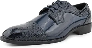 Bolano Dallas - Mens Croco Cap Toe Oxford, Alligator Print EEL Skin Trim, Lace Up - Original Style - Designer Shoes - Mens Oxfords