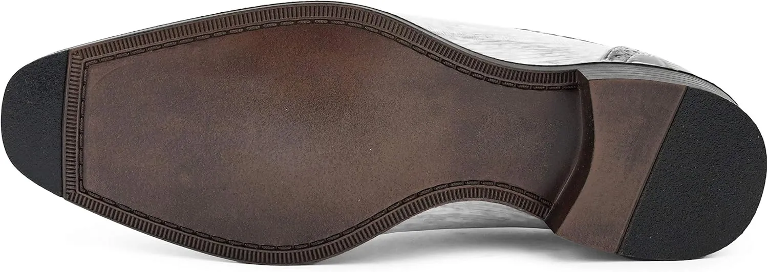 Bolano Dallas - Mens Croco Cap Toe Oxford, Alligator Print EEL Skin Trim, Lace Up - Original Style - Designer Shoes - Mens Oxfords