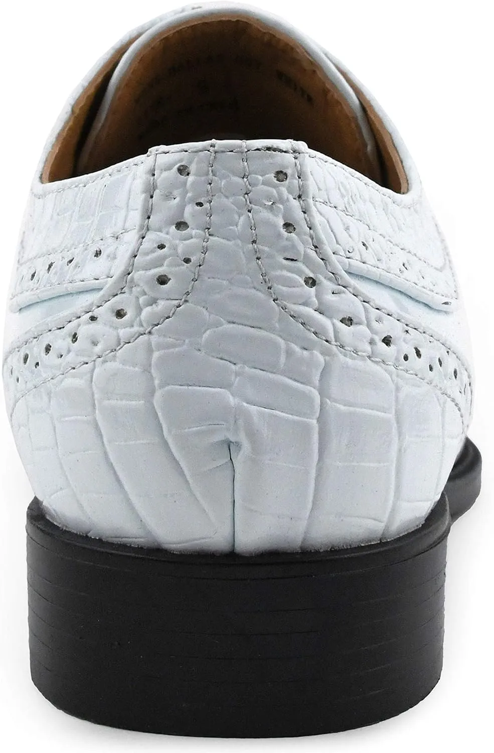 Bolano Dallas - Mens Croco Cap Toe Oxford, Alligator Print EEL Skin Trim, Lace Up - Original Style - Designer Shoes - Mens Oxfords