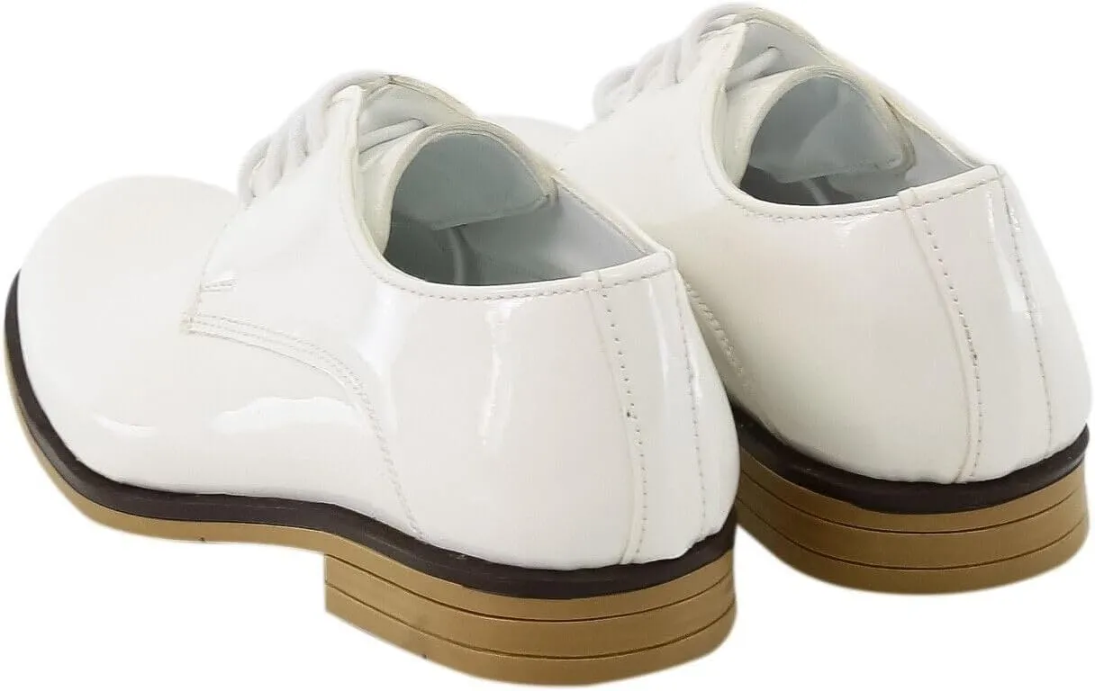 Boys Derby Patent Formal Dress Shoes Lace Up Wedding Prom Footwear