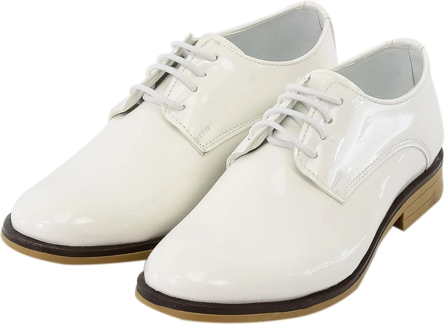 Boys Derby Patent Formal Dress Shoes Lace Up Wedding Prom Footwear