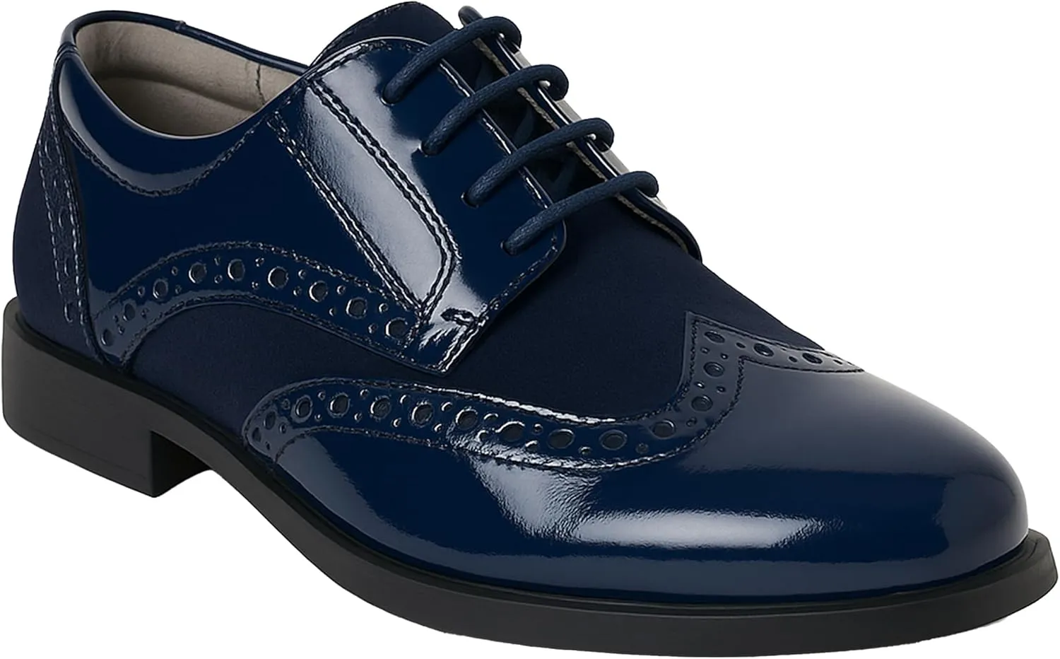 Boys Suede Patent Dress Shoes Lace Up Brogue Formal Wedding Footwear