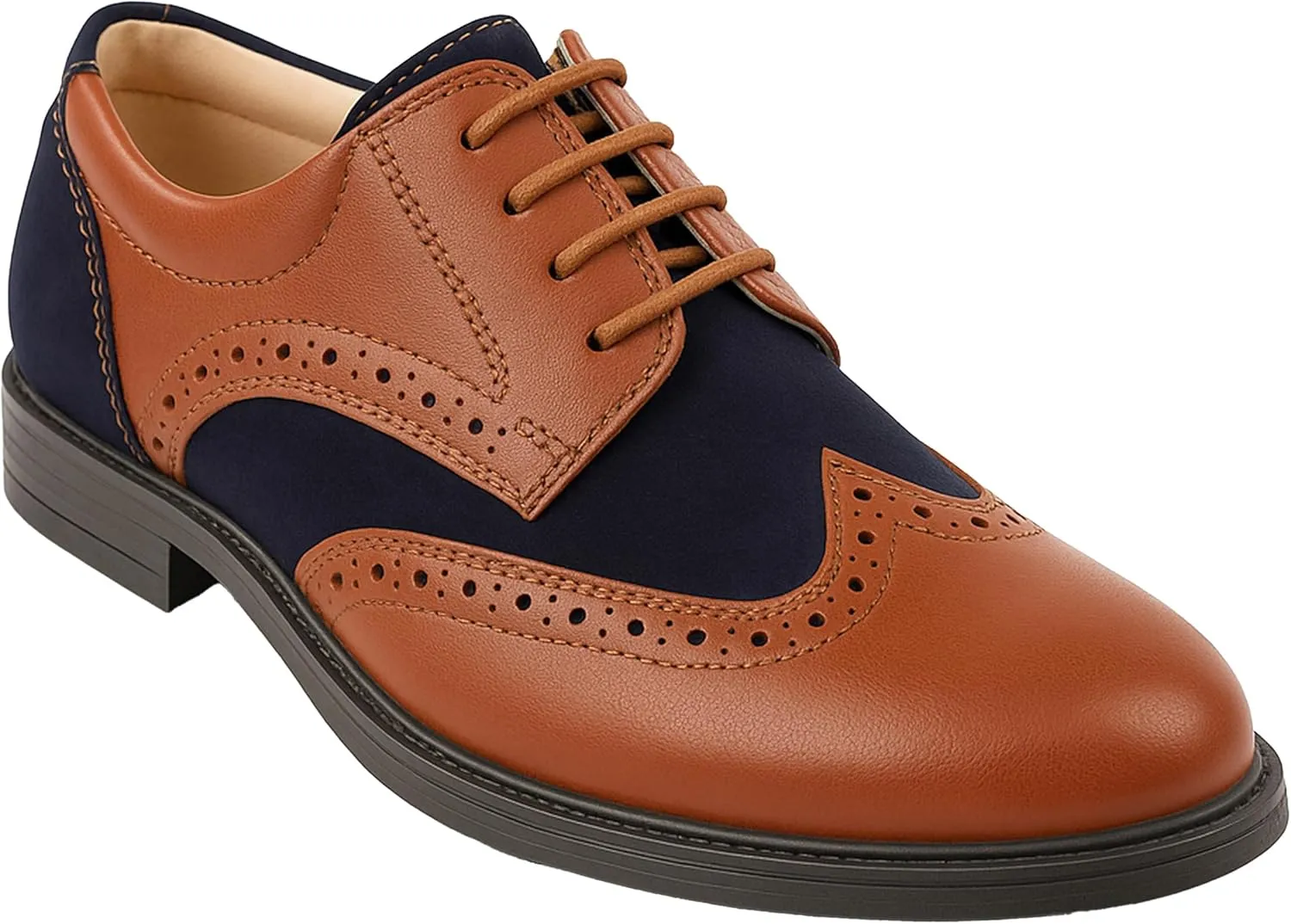 Boys Suede Patent Dress Shoes Lace Up Brogue Formal Wedding Footwear