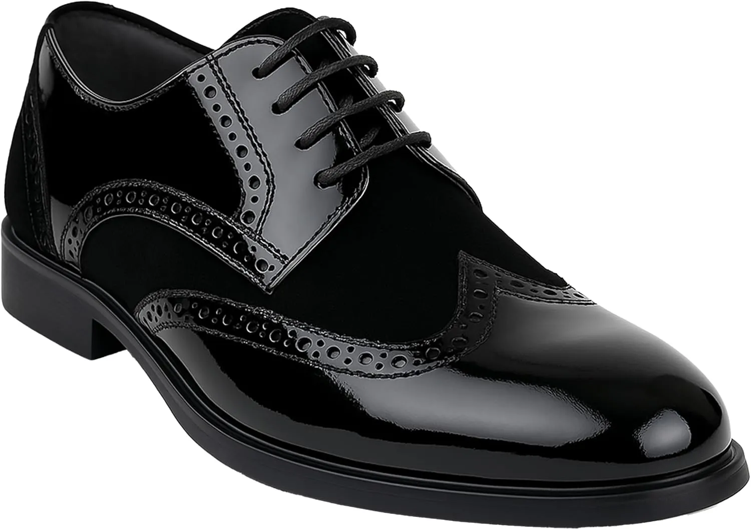 Boys Suede Patent Dress Shoes Lace Up Brogue Formal Wedding Footwear