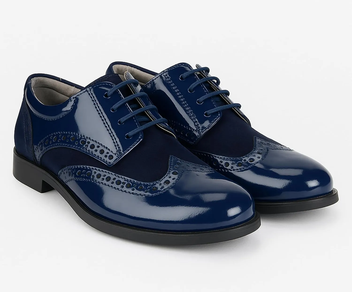 Boys Suede Patent Dress Shoes Lace Up Brogue Formal Wedding Footwear