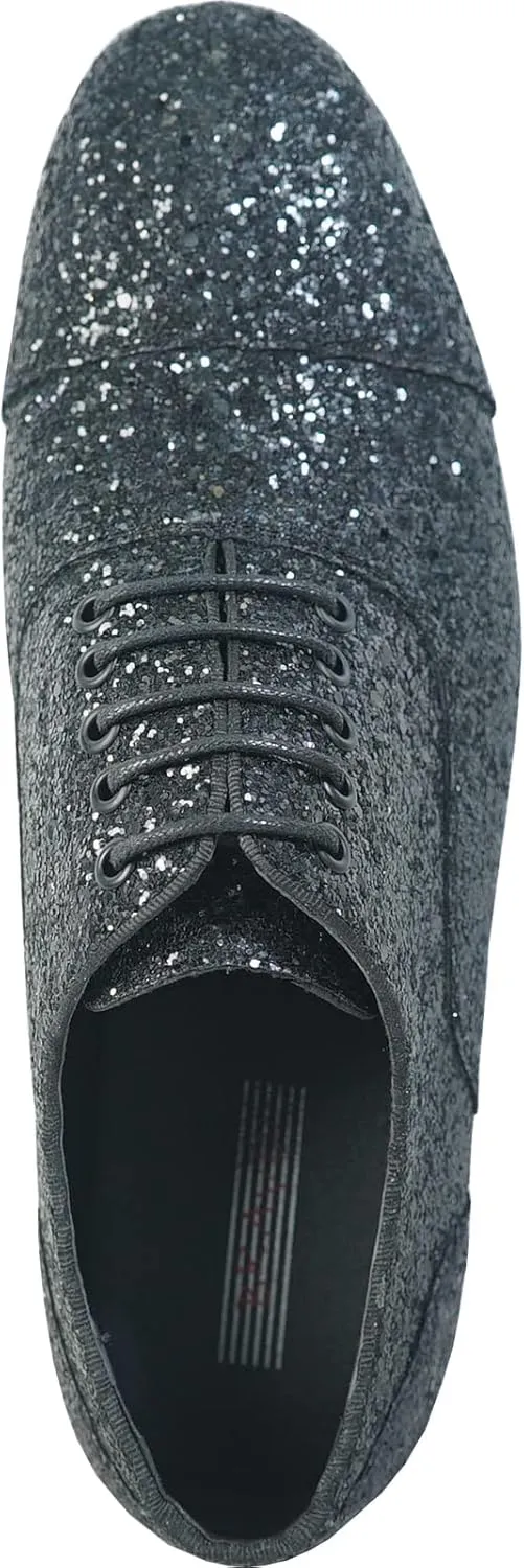 bravo! Men Dress Shoe Prom Slip-on Loafer Lace-up Oxford Cap Toe Metallic Glitter for Wedding Prom Black Blue Green Gold Pink Pewter Purple Silver Red