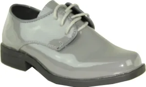 Bravo Vangelo Boy Tuxedo Shoe TUX-1K Square Toe for Wedding and Formal Event Wrinkle Free Grey Patent (10 M US Toddler)
