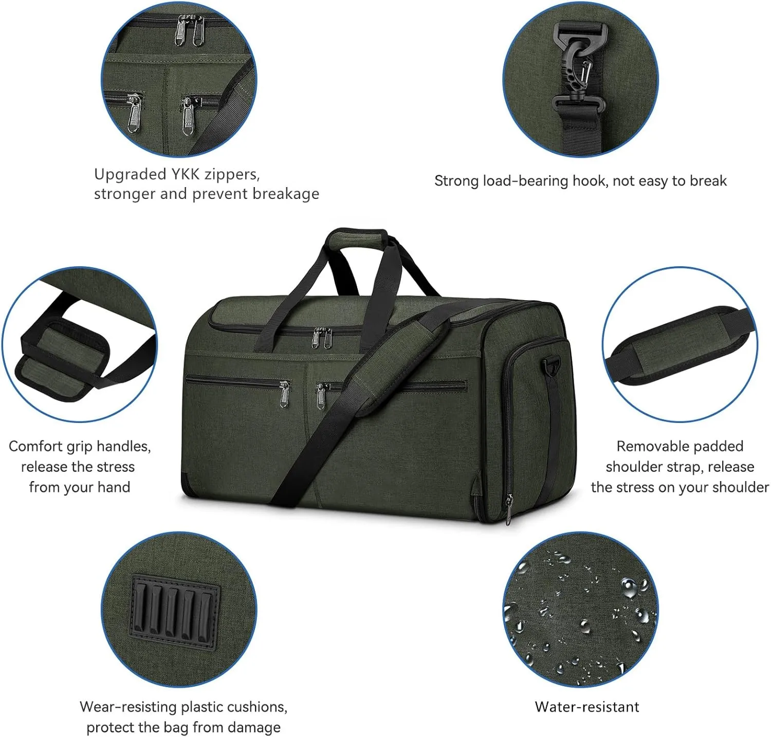 Bukere Garment Bags for Travel, Convertible Carry on Garment Duffel Bag for Men Women, Shoe Compartment, 2 in 1 Hanging Dress Suitcase Suit Travel Bags
