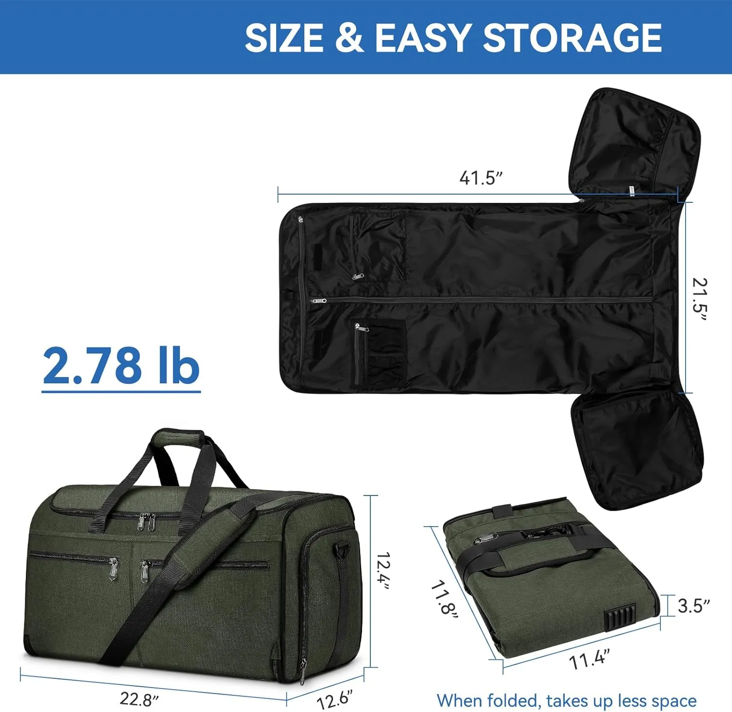 Bukere Garment Bags for Travel, Convertible Carry on Garment Duffel Bag for Men Women, Shoe Compartment, 2 in 1 Hanging Dress Suitcase Suit Travel Bags