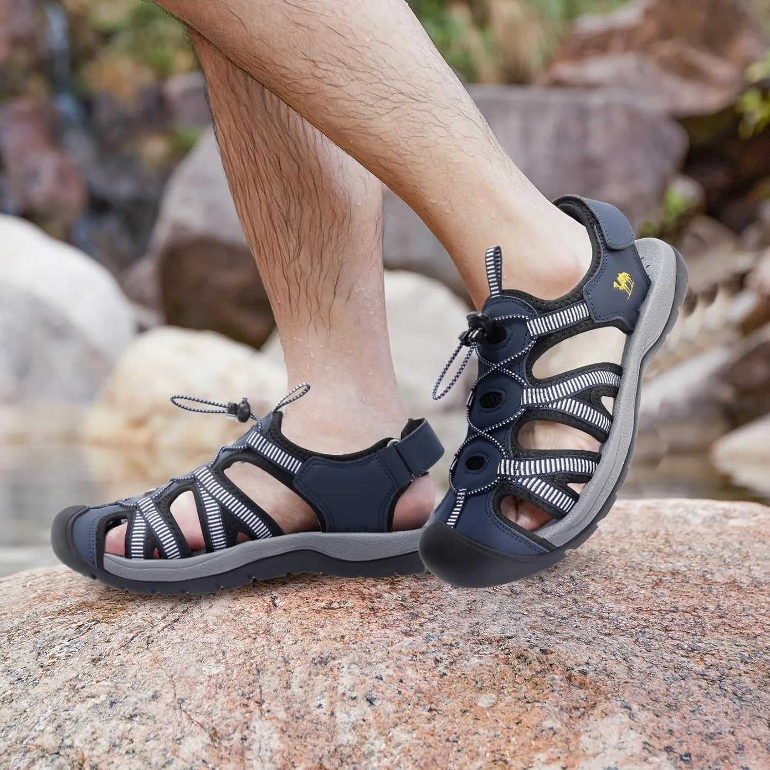 CAMELSPORTS Men's Hiking Sandals Closed Toe Outdoor Beach Sandal Waterproof Sport Fisherman Sandals Water Shoes