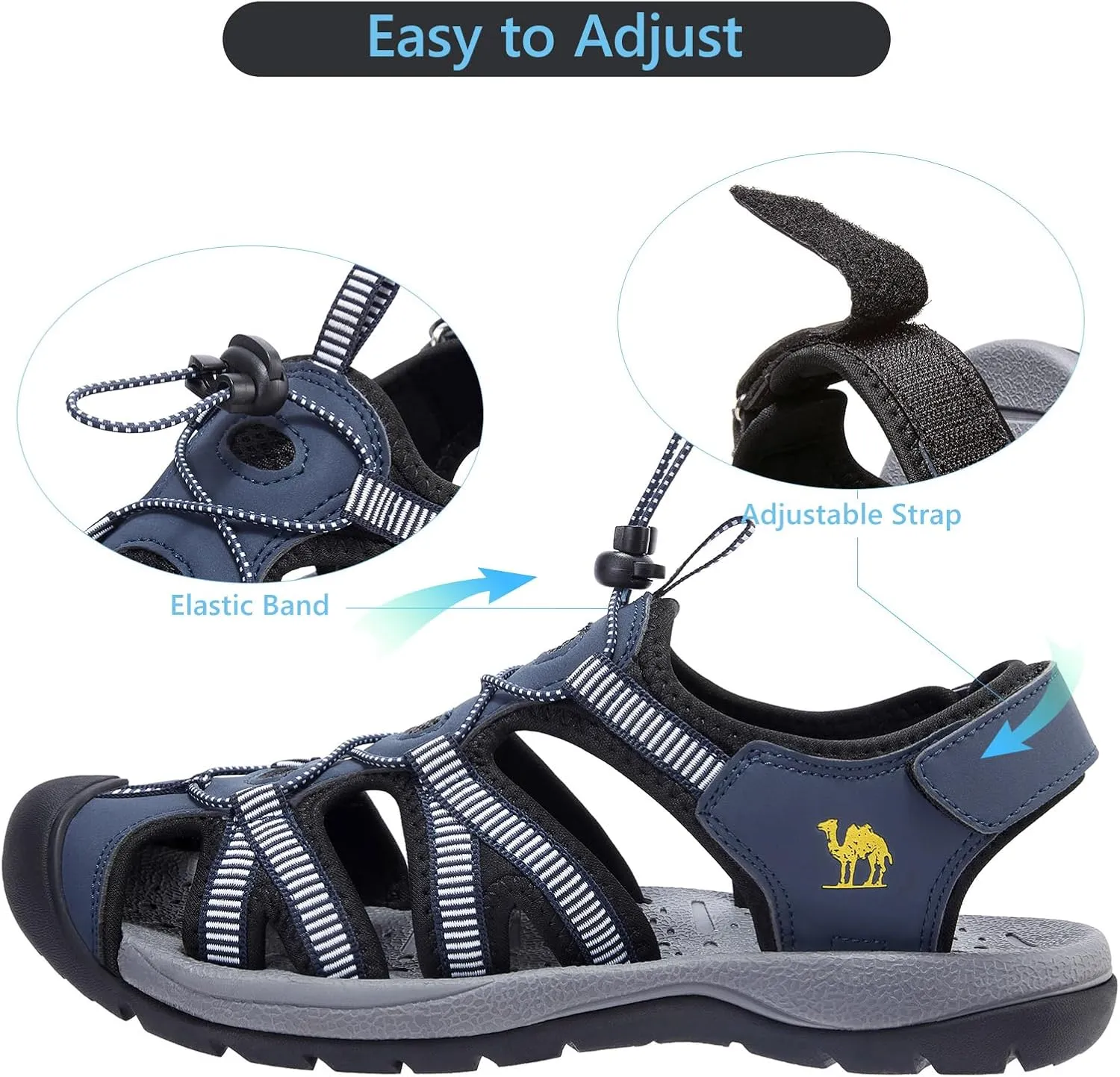 CAMELSPORTS Men's Hiking Sandals Closed Toe Outdoor Beach Sandal Waterproof Sport Fisherman Sandals Water Shoes