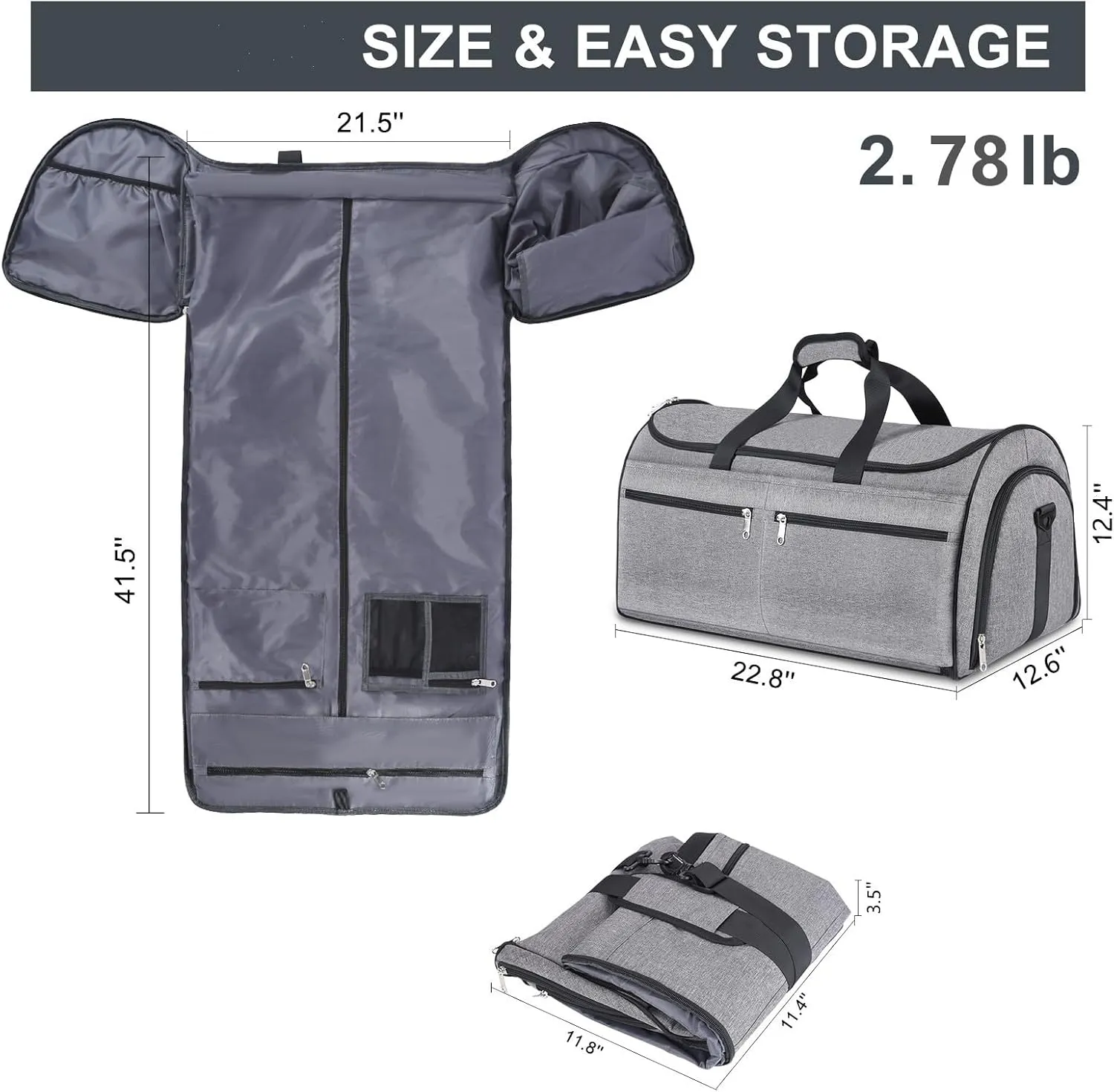 Carry on Garment Bag for Travel, Bukere Convertible Travel Duffel Suit with Shoe Compartment, Detachable Shoulder Strap, 2 in 1 Weekender Men Women