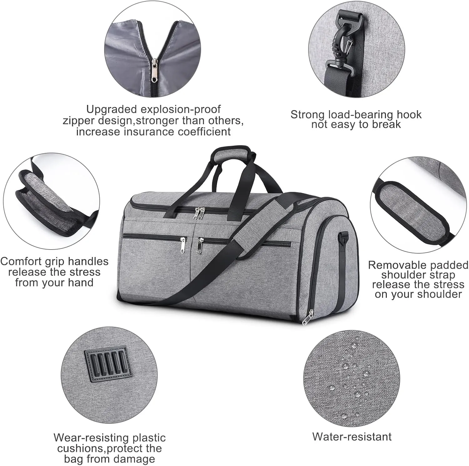 Carry on Garment Bag for Travel, Bukere Convertible Travel Duffel Suit with Shoe Compartment, Detachable Shoulder Strap, 2 in 1 Weekender Men Women