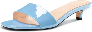 Castamere Womens Low Kitten Heel Open Toe Mule Heels Casual Dress Prom Slip-on Sandals 1.4 Inches Heels